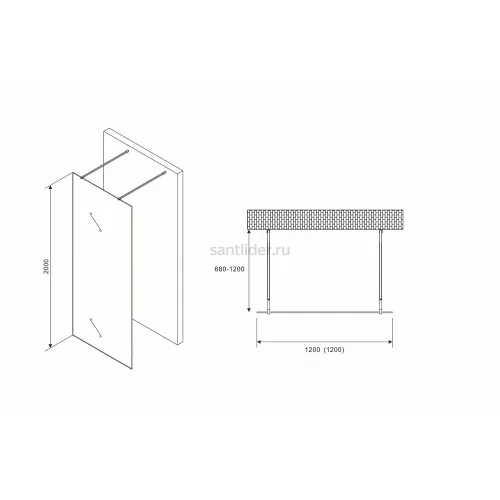 Душевая перегородка ABBER Immer Offen AG68120B8