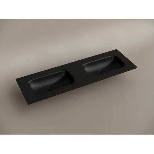 Раковина накладная мебельная CERAMICANOVA Grace прямоугольная, с двумя чашами без отверстий под смеситель, цвет черный матовый, CN7022MBwx