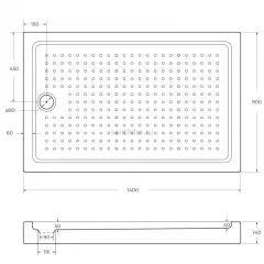 Поддон для душа акриловый 140х90 Cezares TRAY-A-AH-140/90-15-W с сифоном