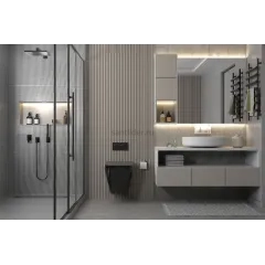 Комплект подвесной унитаз ABBER Rechteck AC1201MB черный матовый с инсталляцией AC0105 и кнопкой AC0120NG никель