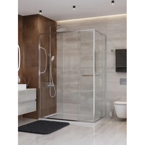 Душевой уголок Cezares LUX-AH-FS-11-140/80-C-CR, 140х80х195, профиль хром, стекло прозрачное
