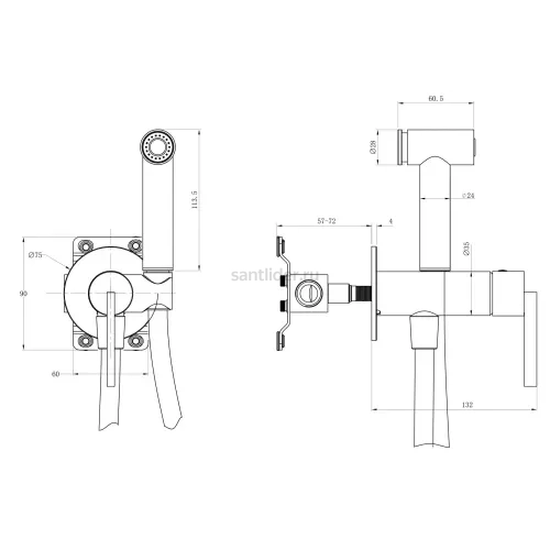 Смеситель ABBER Perfekte 316 AF8A25BG с гигиеническим душем, брашированное светлое золото