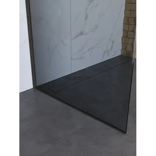 Душевая перегородка BelBagno UNO-L-1-TB-80-GR-GM профиль оружейная сталь, стекло серое