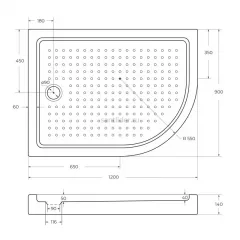 Поддон для душа акриловый 120х90 левосторонний Cezares TRAY-A-RH-120/90-550-15-W-L с сифоном