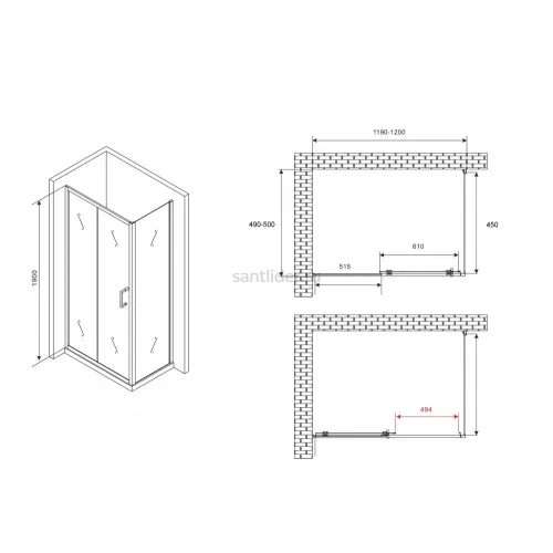 Душевой уголок ABBER Schwarzer Diamant AG301205-S505