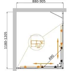 Душевой уголок Cezares MOLVENO-AH-21-90+30-P-Cr, 120х90х195, профиль хром, стекло Punto матовое