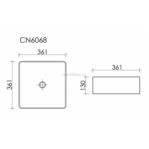 Накладная раковина CERAMICANOVA Element 361x361x130 мм CN6068