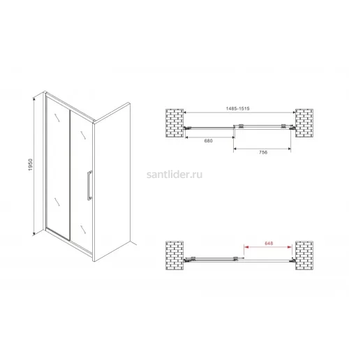 Душевая дверь ABBER Schwarzer Diamant AG30150H