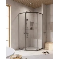 Душевой уголок Cezares RELAX-304-P-1-100-C-GM, 100х100х200, профиль оружейная сталь, прозрачное стекло