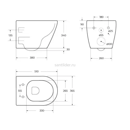 Унитаз подвесной Cezares STYLUS-TOR CZR-6601-TH-TOR безободковый со смывом TORNADO, без крышки-сидения