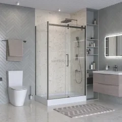 Душевой уголок BelBagno MARINO-2-AH-1-140/90-C-GM 140х90см профиль оружейная сталь, стекло прозрачное