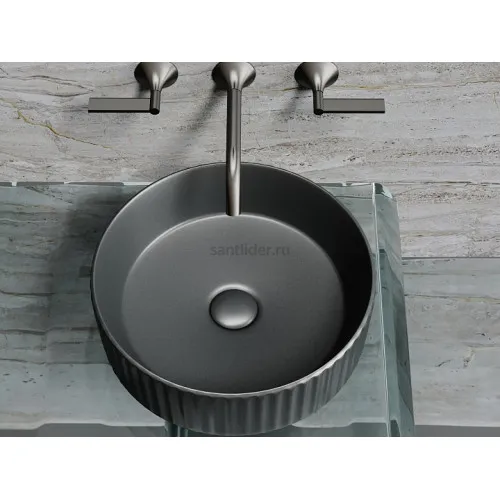 Умывальник CERAMICANOVA Element чаша накладная круглая 360 мм (цвет Темный Антрацит Матовый) CN6057MDH