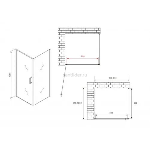 Душевой уголок ABBER Sonnenstrand AG04090B-S100B