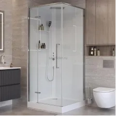 Душевая кабина BelBagno UNO-CAB-A-1-90-C-Cr-Bi-TOP-L, левосторонняя