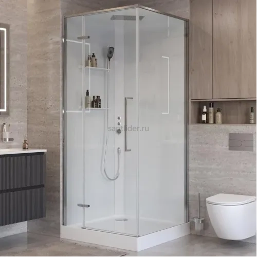 Душевая кабина BelBagno UNO-CAB-A-1-90-C-Cr-Bi-TOP-L, левосторонняя