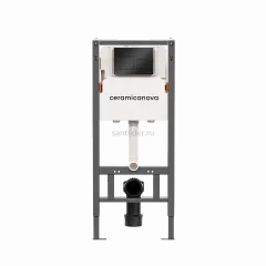 Система инсталляции для унитазов CERAMICANOVA Balance с кнопкой смыва Square, цвет черный матовый, с креплениями, CN121002MB