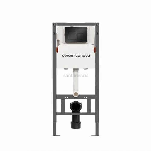 Система инсталляции для унитазов CERAMICANOVA Balance с кнопкой смыва Square, цвет черный матовый, с креплениями, CN121002MB