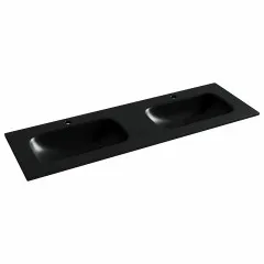 Раковина накладная мебельная CERAMICANOVA Grace прямоугольная , с двумя чашами и отверстиями под смеситель, цвет черный матовый, CN7022MB