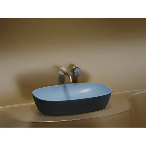 Умывальник CERAMICANOVA Element чаша накладная овальная (цвет Голубой Матовый) CN6049ML