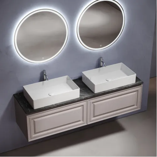 Столешница для ванной комнаты SANCOS из керамогранита SANCOS Black Sky 1600х460 c отверстием под смеситель,TT160A1X
