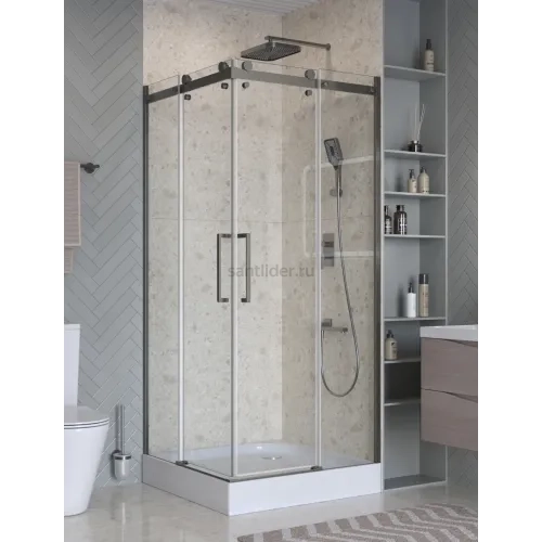 Душевой уголок BelBagno MARINO-2-A-2-90-C-GM 90х90см профиль оружейная сталь, стекло прозрачное