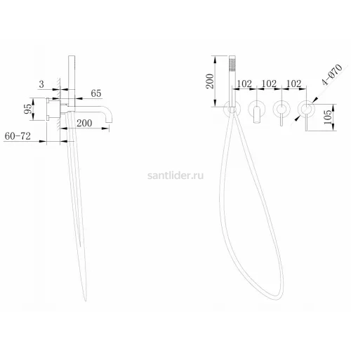 Смеситель ABBER Wasser Kreis AF8130G для ванны скрытого монтажа, золото матовое
