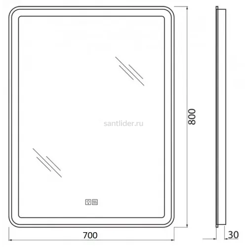 Зеркало BelBagno SPC-MAR-700-800-LED-TCH-WARM