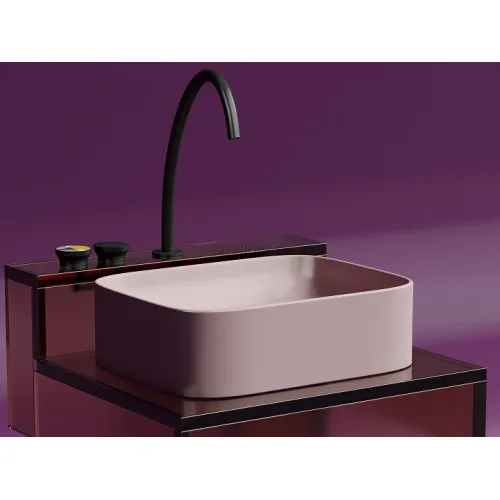 Умывальник CERAMICANOVA Element чаша накладная прямоугольная (цвет Розовый Матовый) CN6052MP
