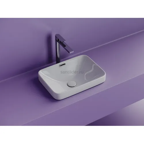 Раковина встраиваемая сверху CERAMICANOVA Element с отверстием слива - перелива прямоугольной формы CN6078