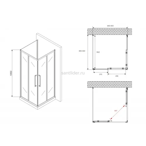 Душевой уголок ABBER Schwarzer Diamant AG02090BH-S90B