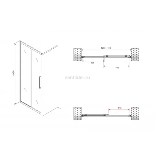 Душевая дверь ABBER Schwarzer Diamant AG30110MH