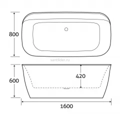 Ванна акриловая Art&Max AM-316-1600-800