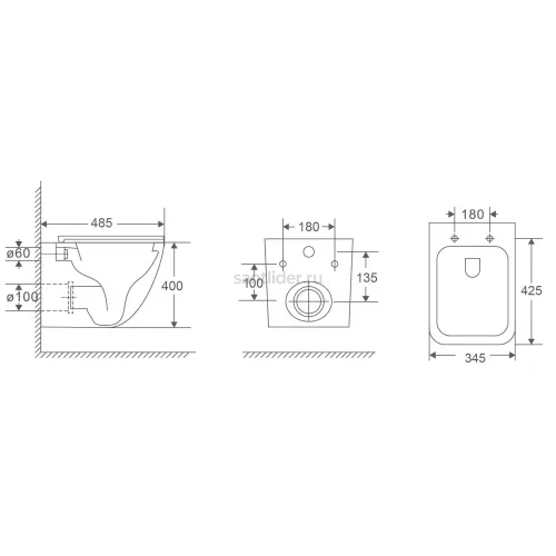 Комплект подвесной унитаз ABBER Rechteck AC1220TC белый, с закрытым дном с инсталляцией AC0105 и кнопкой AC0120MW белая матовая