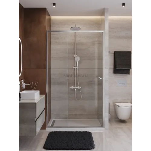 Душевая дверь Cezares LUX-B-FS-11-120-C-GM, 120х195, профиль оружейная сталь, стекло прозрачное