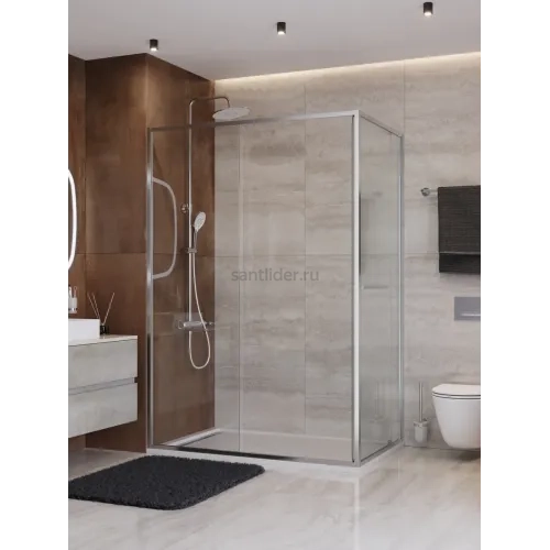 Душевой уголок Cezares LUX-AH-FS-11-130/80-C-CR, 130х80х195, профиль хром, стекло прозрачное