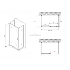 Душевой уголок ABBER Schwarzer Diamant AG30170B-S75B-S75B