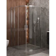 Душевой уголок Cezares MOLVENO-R-22-80+20-C-Cr-IV, 100х100х195, профиль хром, стекло прозрачное