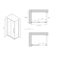 Душевой уголок ABBER Schwarzer Diamant AG30160BH-S75B