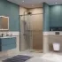 Душевая дверь шириной 140см BelBagno SOFT_CLOSE-1-BF-1-140-C-GM профиль оружейная сталь, стекло прозрачное