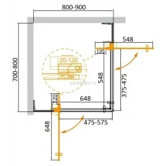 Душевой уголок Cezares SLIDER-AH-2-70/80-80/90-GRIGIO-NERO