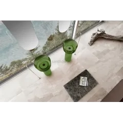Раковина отдельностоящая прозрачная ABBER Kristall AT2702Emerald-H зеленая