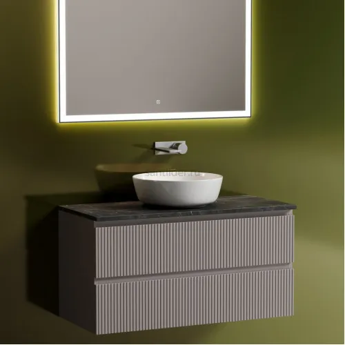 Тумба подвесная SANCOS Snob T, Doha Soft 995х445х500, под столешницу без отверстия под смеситель, цвет Black Sky, SNT100SM