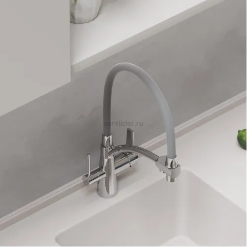 Смеситель для кухни Sancos Eri с гибким изливом, цвет хром/серый, SC4001CH