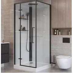 Душевая кабина BelBagno UNO-CAB-A-1-90-C-NERO-Bi-TOP-L, левосторонняя