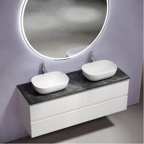 Столешница для ванной комнаты SANCOS из керамогранита SANCOS Black Sky 1400х460 c отверстием под смеситель,TT140A1X