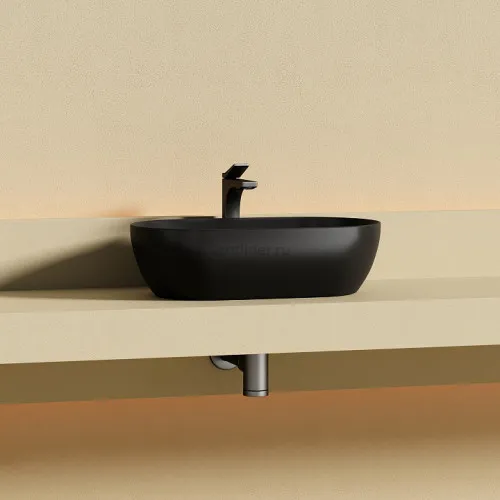 Раковина накладная овальной формы CERAMICANOVA Twist черный матовый, CN12001MB