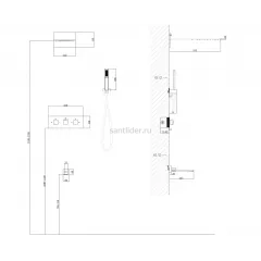 Душевая система ABBER Daheim AF8253B скрытого монтажа с изливом, термостат, черная матовая