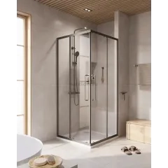 Душевой уголок Cezares RELAX-304-A-2-100-C-GM, 100х100х200, профиль оружейная сталь, прозрачное стекло