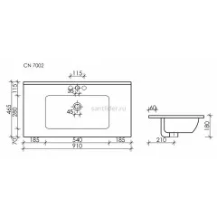Накладная раковина CERAMICANOVA Element 910x465x180 мм CN7002
