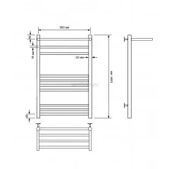 Полотенцесушитель электрический с/т Comfysan Luce EC-10 100/50 с полкой, MAT GOLD RAL